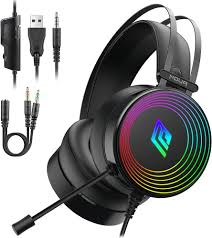 Noua Crux Regnbåge 50mm Över-Oret Spelhörlurar med Flexibel...